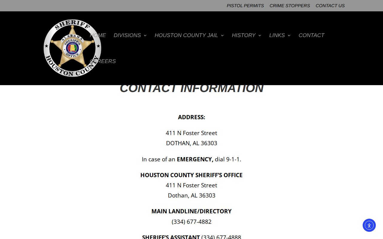 Houston County arrest records contact information from the sheriff