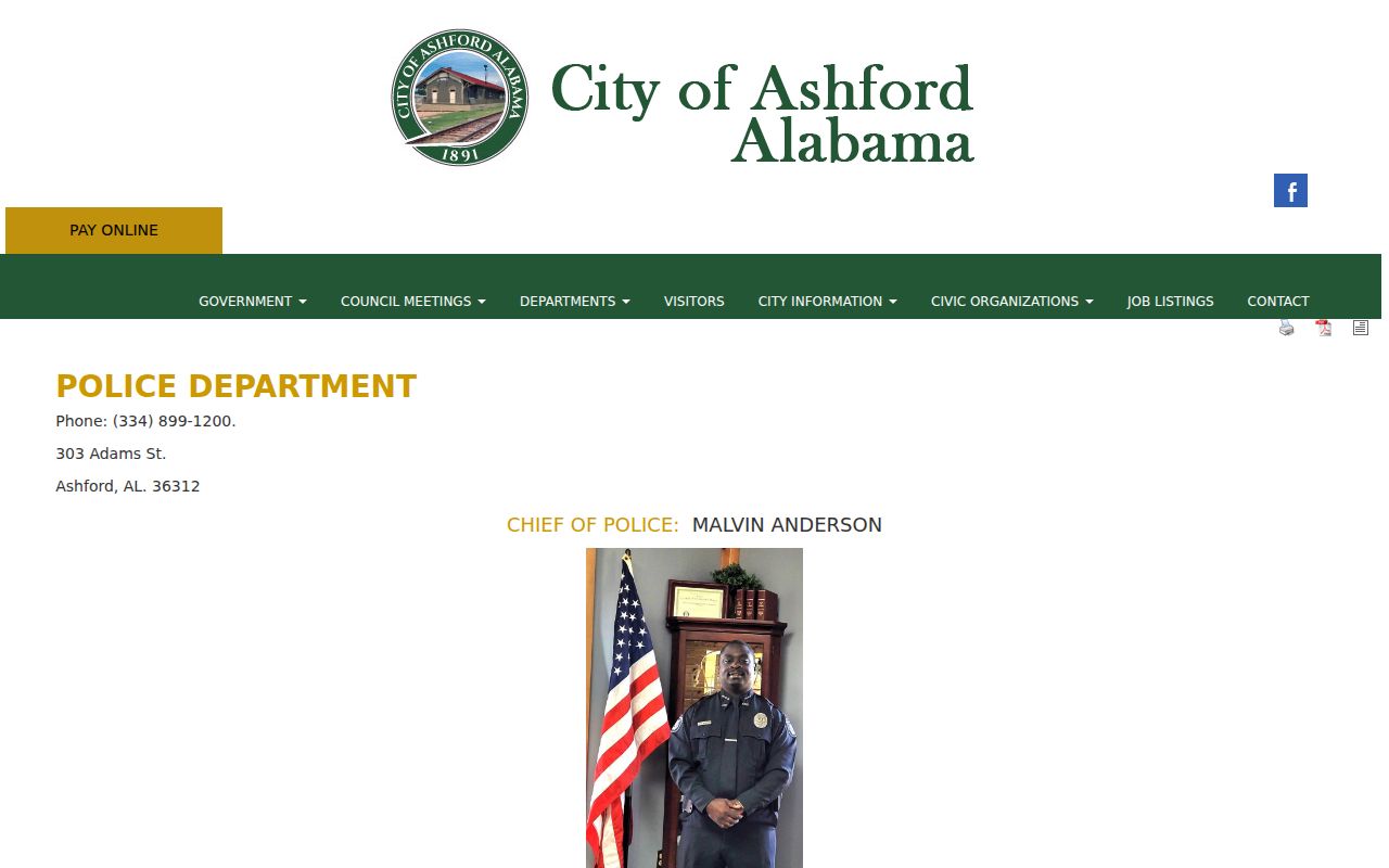 Ashford criminal records contact at Ashford Police Department in Houston County