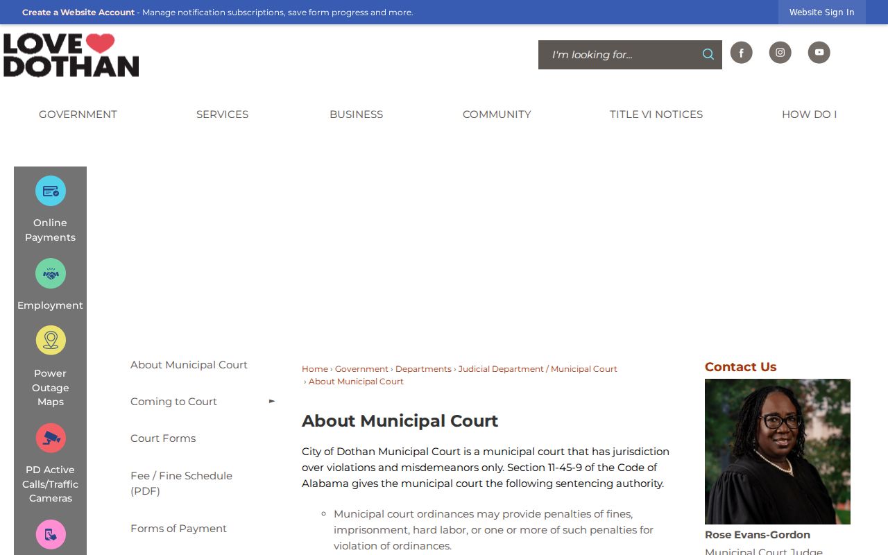 About Dothan Municipal Court and its criminal record jurisdiction