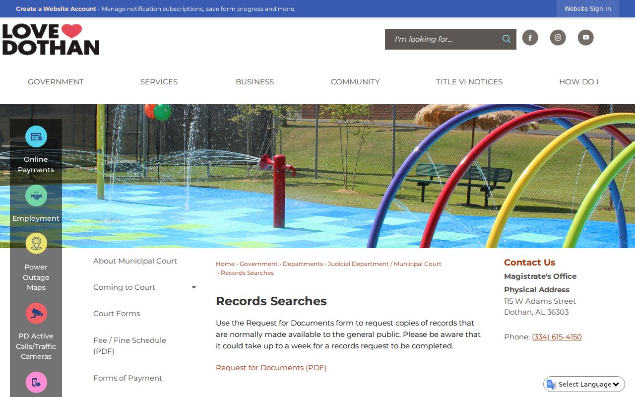 Dothan criminal court records request instructions