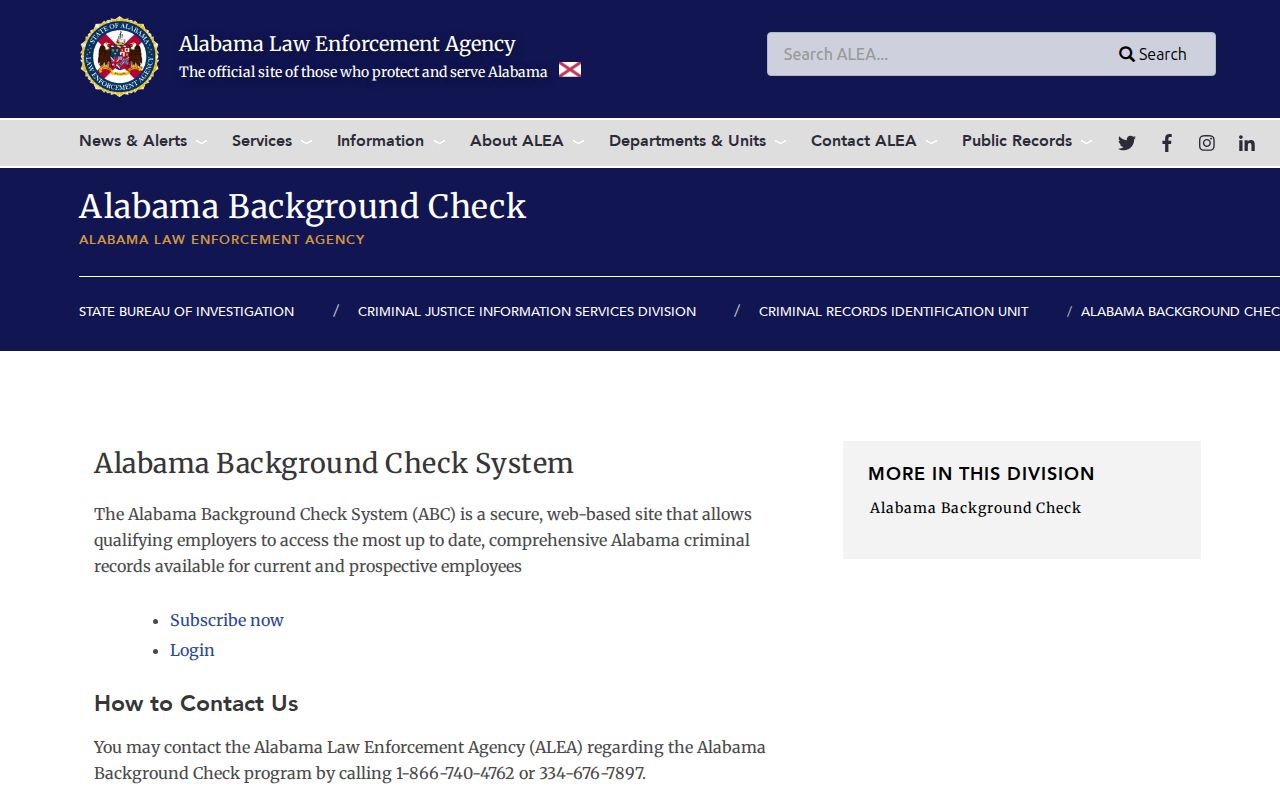 ALEA instructions for a Houston County criminal history review