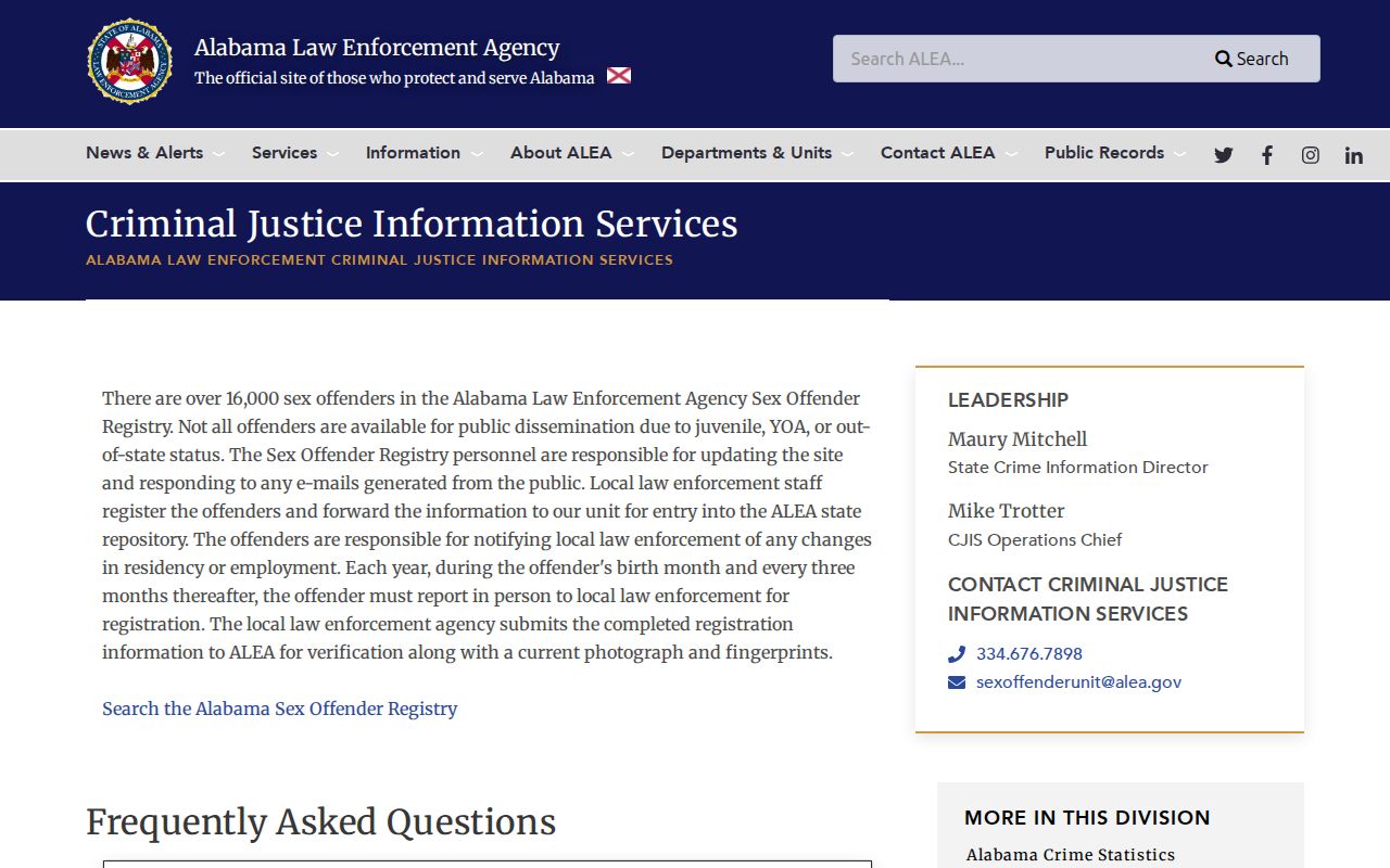 ALEA guidance for Houston County sex offender registry questions